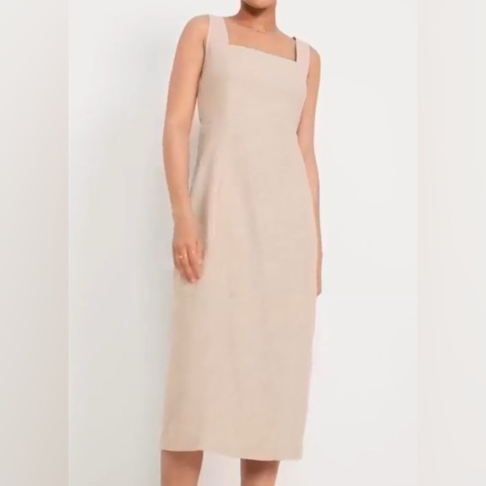 NWT-Sleeveless Linen-Blend Midi Dres